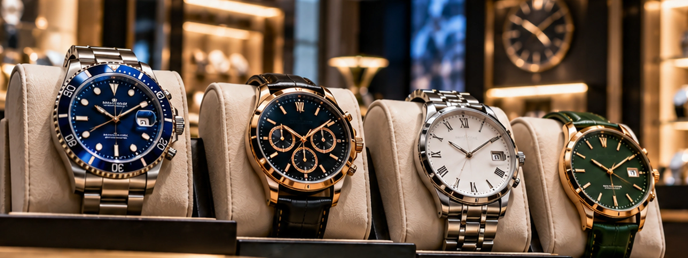 Premium saat vitrininde klasik, sportif ve modern saat koleksiyonları
